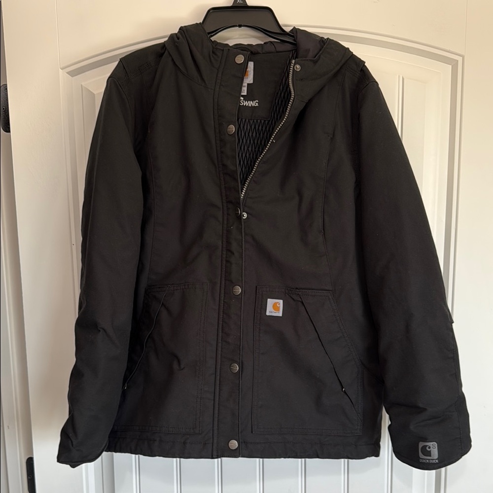 Carhartt Women’s Black Hooded Coat - XL (16/18)